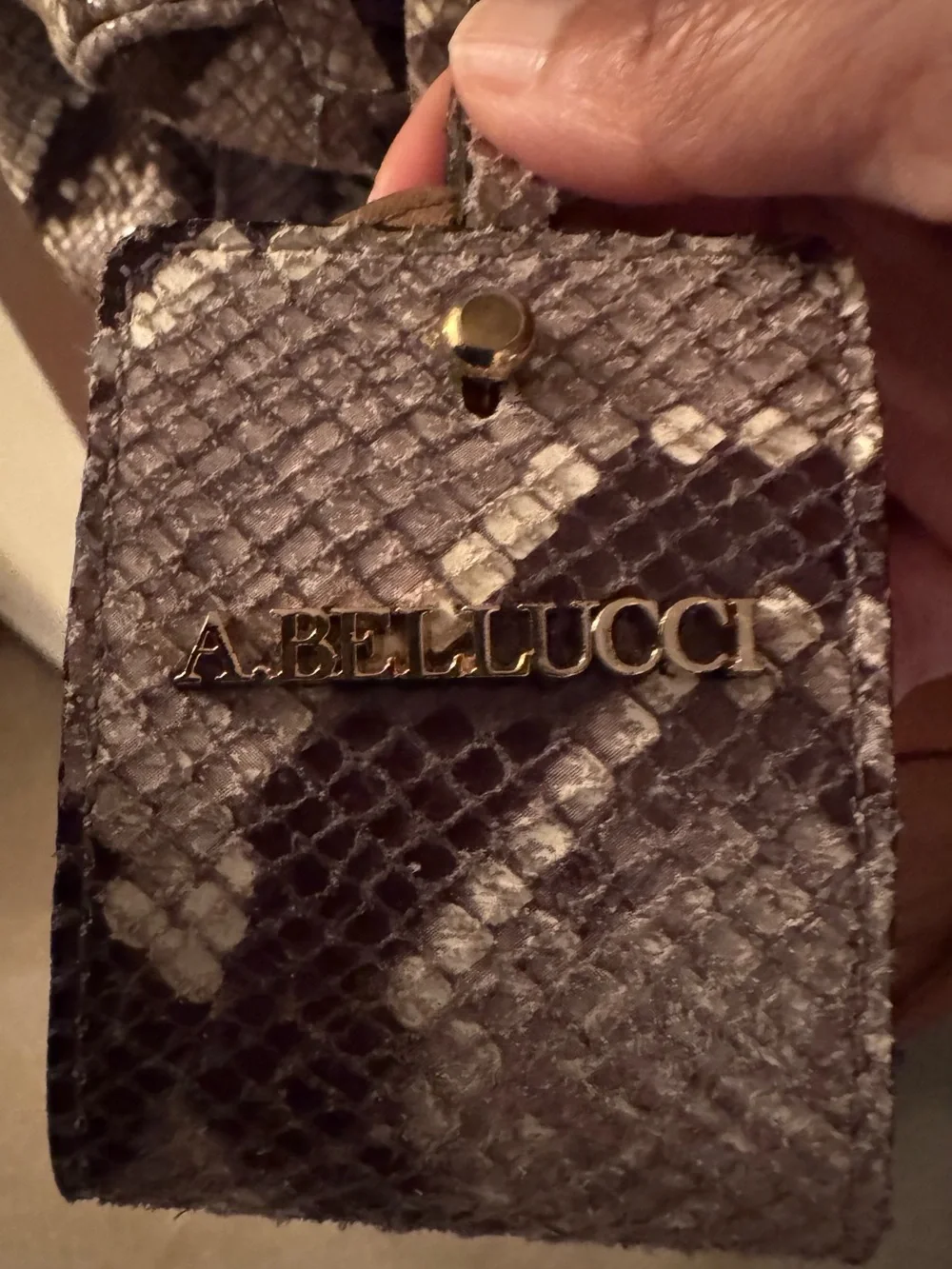 A. Bellucci Python-Pattern Satchel Handbag in Gray and Cream